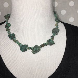 Chunky handmade raw turquoise statement necklace